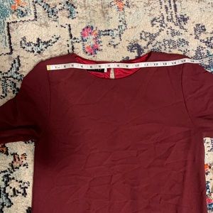 Modest long sleeve maroon dress